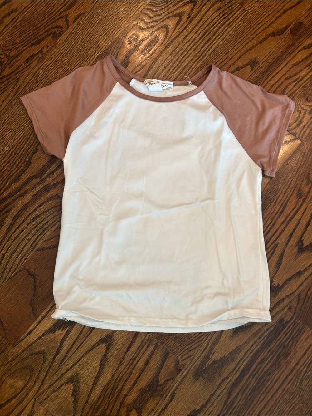 Girls' Short Sleeve Raglan Tee - White & Dusty Rose